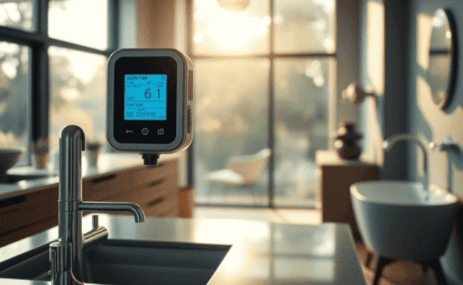 sensor de água inteligente instalado em tubulação moderna